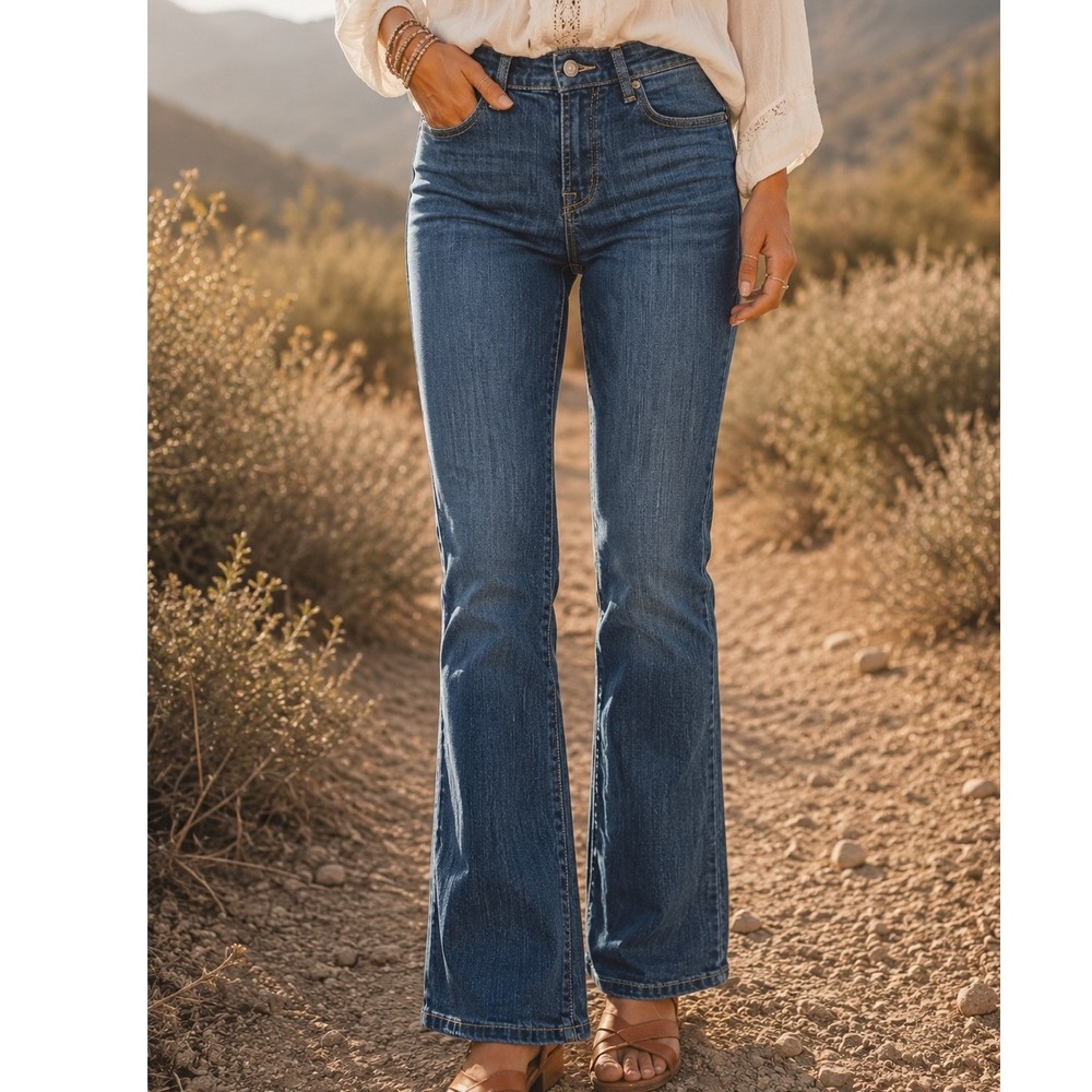 Old Navy The Flirt Bootcut Jeans Womens 00 Blue Medium‎ Wash Stretch Denim Pants